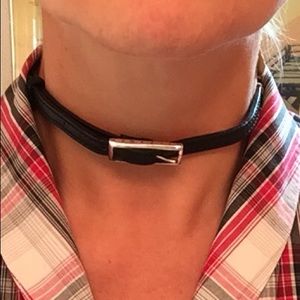 Tommy Hilfiger Leather and Sterling Silver Choker